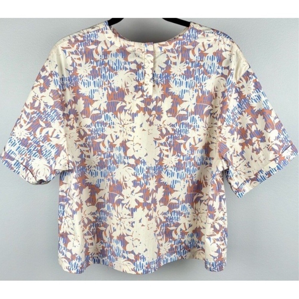 Wildfang Women's Woodblock Floral Dropped Shoulder The Essential‎ Boxy Top Small